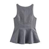 Tie With Bare Back Vest 2025 Spring Sleeveless Waist Skirt Swing Women's