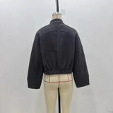 Dress Short Bomber Jacket 2025 Spring Temperament Collar Single Buckle Long Sleeves Loose Short Coat