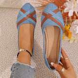 Large-Size Denim Cloth Low Help Shallow Single Shoes Female Flat Soles Feet Casual Lazy Bean