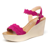 Slope Heel Sandals Women's Summer New High-Heeled Thick-Soled Waterproof Table Open Toe Muffin Leisure Size 40-43
