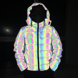 Winter New Thickened Warm Reflective Cotton Clothes Fashion Luminous Bread Clothes Men And Women Large Size Cotton Clothes-Outfit