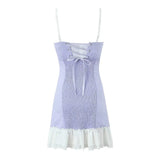 Lace Bustier Patchwork Cami Lace Up Mini Dress-Outfit