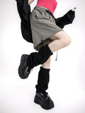 Streetwear Grunge Knitted Leg Warmers Solid Gothic Harajuku Women Japanese Ripped Calf Socks Boots Cover Y2k Aesthetic