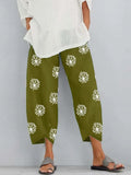 Loose Dandelion Print Elastic Waist Dungarees