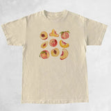 Vintage Peaches Printed Graphic Short Sleeve Tshirt-Outfit
