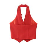 2025 New Women's Flower Decoration Hanging Neck Solid Color Vest Wrap Hip Flower Skirt