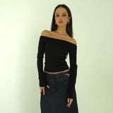 Off-Shoulder Long Sleeve Bow Top-Outfit
