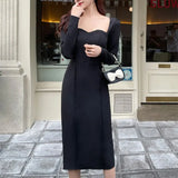 Women Elegant Slim Package Hip Dress Ladies New Long Sleeve Female Pencil Split Dress Vestidos