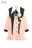 2023 Kawaii Lolita Cosplay Loli Dress Sweet Loose Robe Full Sleeve Cute Ruffles Dresses Harajuku Vestidos Midi