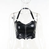 Dark Bat Vest Girl Summer Sexy Hot Girl Navel Zipper Tight Sling