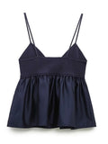Blue Crop Top Women Knitted Tank Top Female Sleeveless Backless Sexy Tops Woman Ruffle Streetwear Y2k Corsets Tops