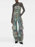 Street Hipster Advanced Sense Cargo Pants 2025 New Autumn And Winter With Breast And Waist Design Tie-Dye Jumpsuit