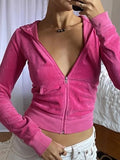 Velvet Zip Up Hoodie- Outfit