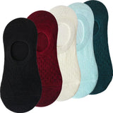 pieces = 5 pairs Women Invisible Solid Color Socks Slippers Ladies Polyester Cotton Non-slip Silicone Ankle Socks