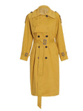 Temperament Commuting Contour Thin Coat 2025 New Collar Double Buckle Belt Design Long Wind