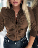 Independent Station 2023 Autumn And Winter New Commuter Long-Sleeved Lapel Shirt Women's