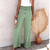 High Waist Loose Long Cotton Linen Wide Leg