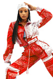 Bandana Print Two 2 Piece Set Women Fitness Sweatsuit Zipper Up Sweatshirt + Jogger Pants Set Tracksuit Vintage