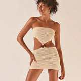 Zingj New Sexy Tight Knit Dress Strapless Skirt