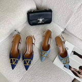 Version Of The Elegant Sharp Tip Fine Heel Single Shoes Spring And Autumn New Beautiful Temperament Denim Cloth High-Heeled