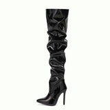 Autumn And Winter Fashionable High-Heeled Boots, High-Legged Women's Boots, Folding And Stacking Knee