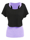 Tank Top and Cropped Plain T-shirt Women Twinset T Shirt Tee Sporty Fancy Like Casual Active