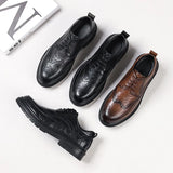 Zingj Leather Shoes Men Leather Brown Business Men's Shoes 2023 New Men British Married