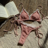 2025 Bumpy Bow Lace With Sexy Dew Parted Swimsuit