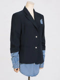 Zingj Splicing Suit Jacket Female 2024 Autumn New Dress Suit Lapel High Sense Long Sleeve Small Suit