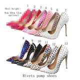 women shoes rivets female wedding womens shoes heels ladies high heel spring autumn 8-12 cm 33-45 MD008