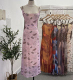 Sexy Tie-Dye Print Dress Waist Folded Folded Black Back Mesh Slings Long Skirt