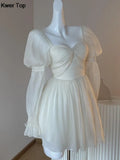 Elegant Chic Fairy Dress Women Princess Birthday Party Dresses Autumn New French Trend Lantern Sleeved Holiday