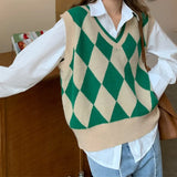 Zingj New Autumn And Winter Ling Case Fashion Knitting Women's Vest Literature And Art Minority Wear Collision Color Horse Clip Vest Female-Outfit