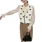 New Spring Style Xiaoxiangfeng Love Hollow Knitted Cardigan Women's French Gentle Aging Loose Long-Sleeved