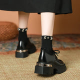 Retro Lace Small Leather Shoes Women 2025 Spring New British Wind Leoper Shoes Pine Cake Thick-Soled JK Single