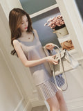 and Summer Medium Long Suit Vest Coat+pleated Suspender Dress Fashion Suit Women's Leisure Two-piece Set Two Piece