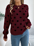 Shooting 2025 Autumn And Winter Casual Crash Color Wave Point Long-Sleeved Jacket Sweater Women's