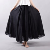 2020 Summer Women Skirt Linen Cotton Vintage Long Skirts Elastic Waist Boho Beige Pink Maxi Skirts Faldas
