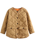 2022 New Loose Long Sleeve Cotton Coats Fashion Casual Button Pocket Winter Jacket Women Basic Light Warm Female