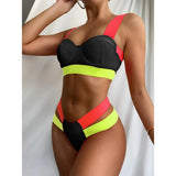 New Sexy Bikini Black Push Up Swimsuit Women Swimwear Splicing Bathing Suit Beach Swimming