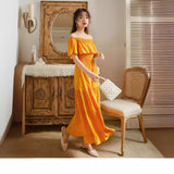 Zingj Skirt One Word Shoulder Two Wear Neckline Sexy Show Thin Show Back Long Beach Holiday Dress Super