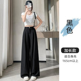 Cotton Trousers Women's Summer Thin 2025 New Ice Silk Wide Leg Trousers High Waist Hanging Sense Leisure Yamamoto