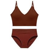 Lingerie Seamless Tops Set Low-waist Panties Women Wireless Underwear Suit Soft Padded Bras Set Backless Bralette