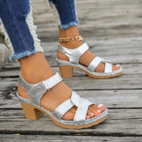 Hollow Magic High Heel Sandals Women New Buckle Thick Heel Sandals