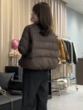 Round Collar Contracted White Duck Down Short Down Jacket Female Winter New Small Loose Show Thin And Thick Warm Coat-Outfit