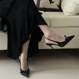 Spring And Summer New Densate High Heels Female Fine Heel Bow Temperament French Pointed Single Shoes