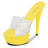 Women Slipper Shoes Stilettos Heels Super High heels 14cm Waterproof Fishmouth Sandals Transparent Crystal Shoes Wedding