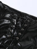Cut-out Lace Up Pu Leather Pants-Outfit