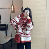 Zingj Sense Small Round Collar Sweater Female Autumn Dong Korean Version Loose Languid Lazy Small Knit Sweater Outside-Outfit