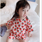 to 10 Years 2021 New Summer Girls Kids Pajamas Set Short Sleeves Sleepwear For Toddler Girls Cotton Pyjamas Set